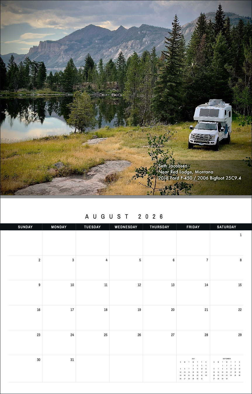 2026 Truck Camper Calendar August