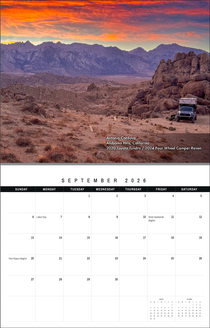 2026 Truck Camper Calendar September