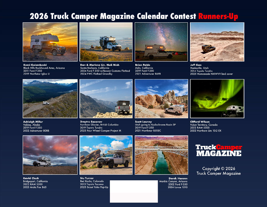 2026 Truck Camper Calendar Runners' Up