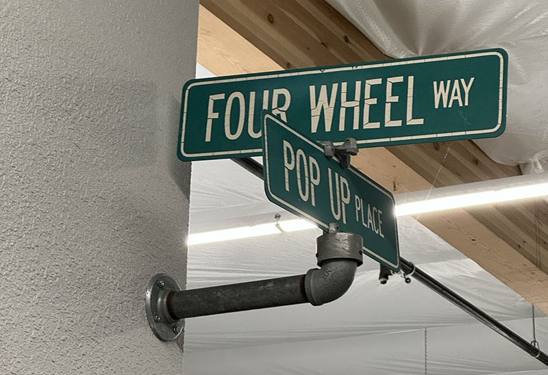 Four Wheel Factory Road Signs In Showroom