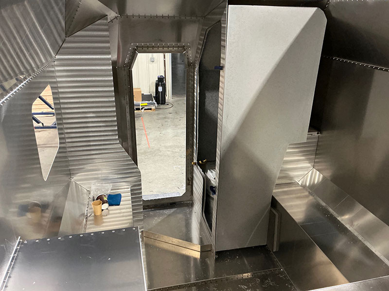 Kimbo 8 slide in truck camper interior front to back view 