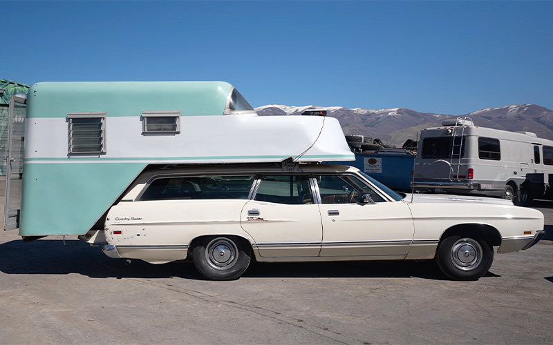 Profile ViewToteMotel Camper And 1971 Ford Country Sedan Reemerge