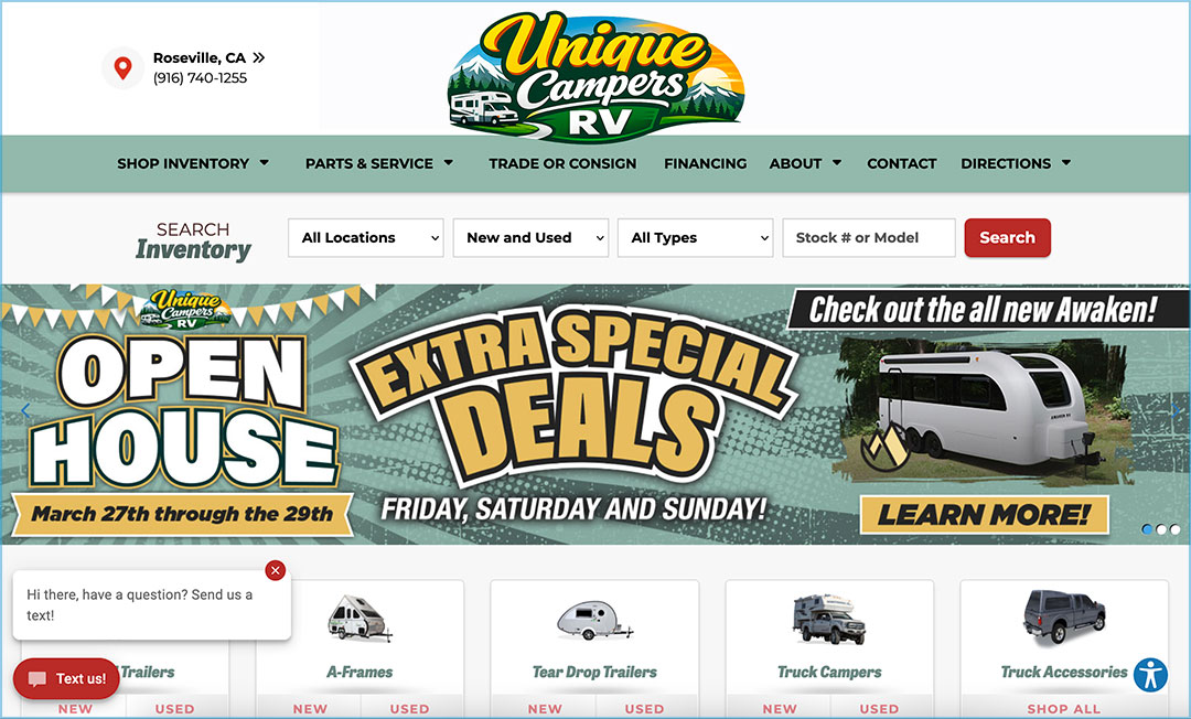 Unique Campers RV Website