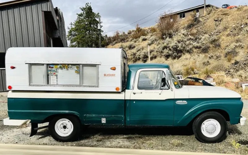 1965 Ford F 100 And Vintage Cabover Less Alaskan 1965 Ford F 100 side profile