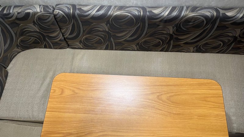 CampLite 8.6 dinette table and cushions
