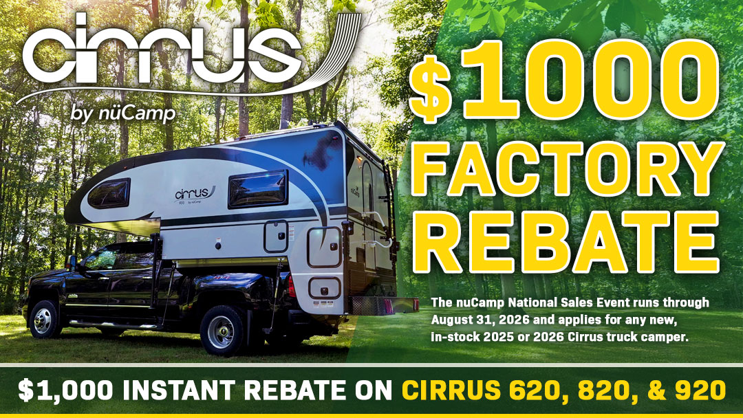 2026 NuCamp National Sales Event Cirrus Truck Campers