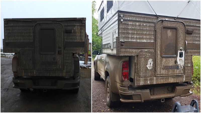 Four Wheel Camper dirty and locks clean