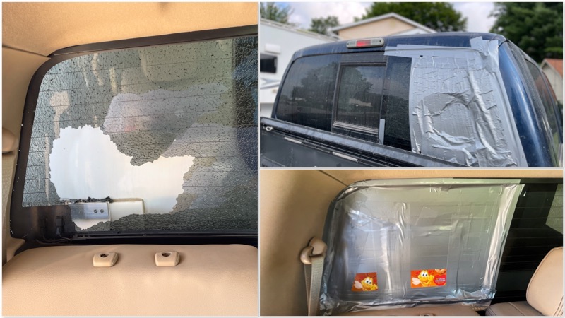 Truck window was cracked after Dawson Highway