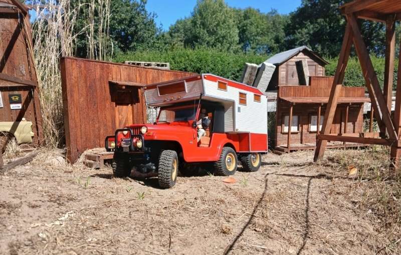 CJ 5 Model Campercamper Drivign In The Wild 4