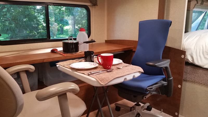 Office chairs in truck camper