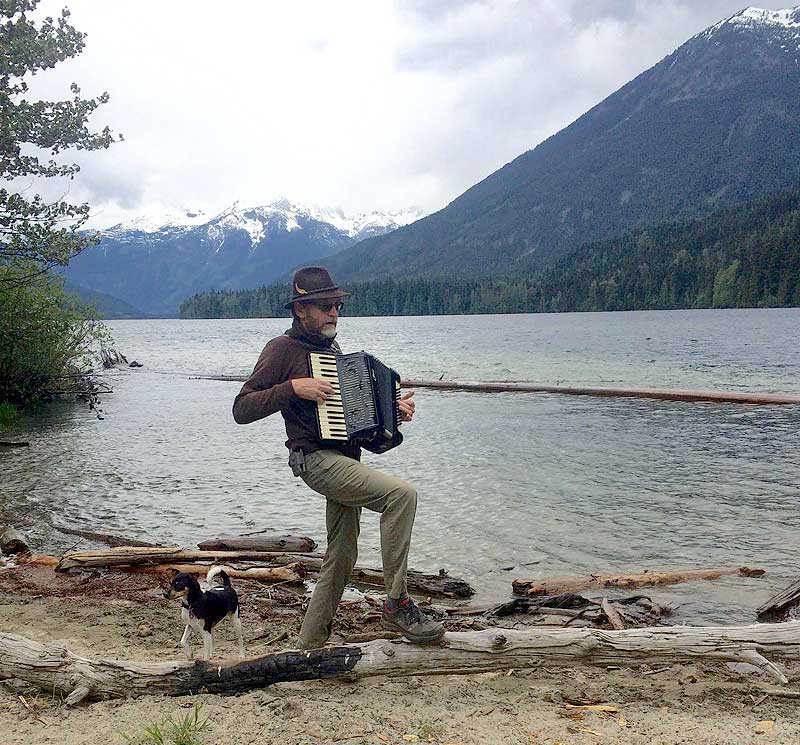 Accordian playing at Birkenhead Lake Provincial Park, British Columbia