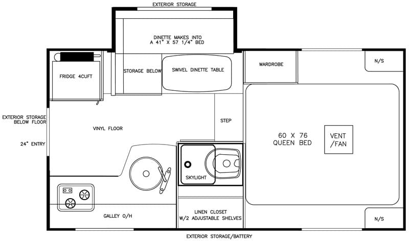 Adventurer 80S Truck Camper floor plan