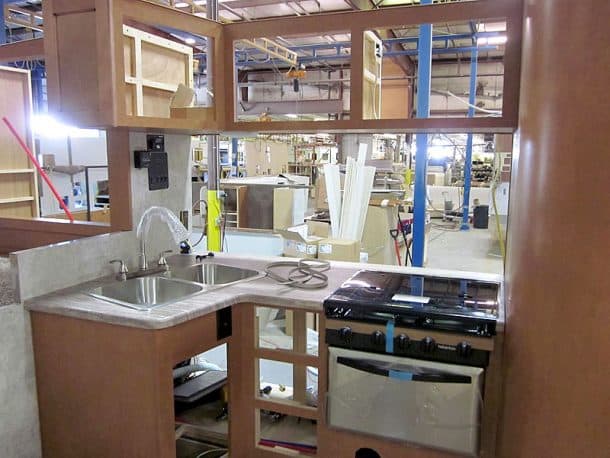 Kitchen on production line of Adventurer 89RBS