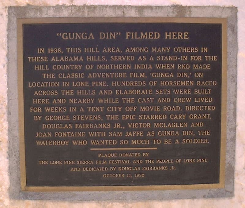 Gunga Din Plaque in Lone Pine, California