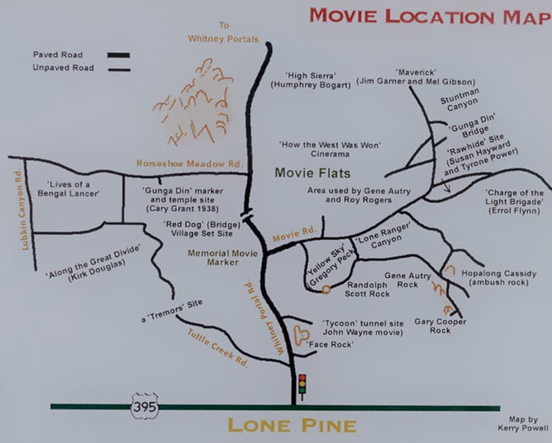 Movie Locator Map for Alabama Hills, California