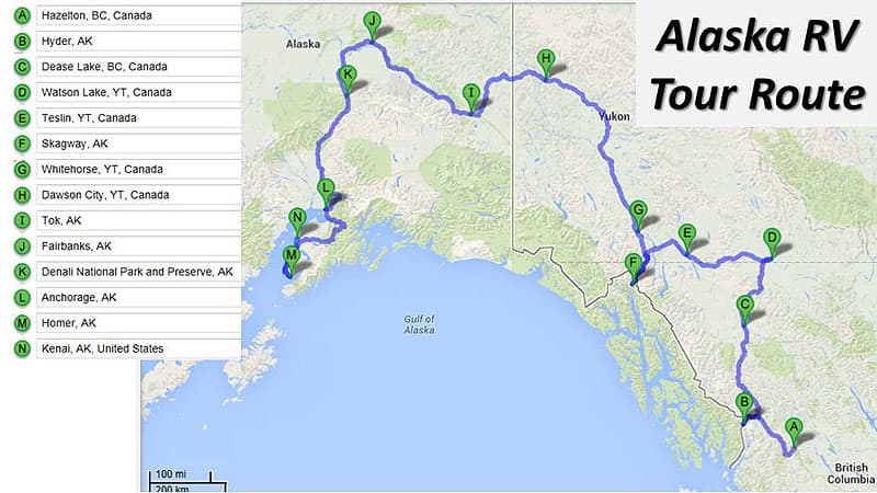 Alaska RV Tour Route