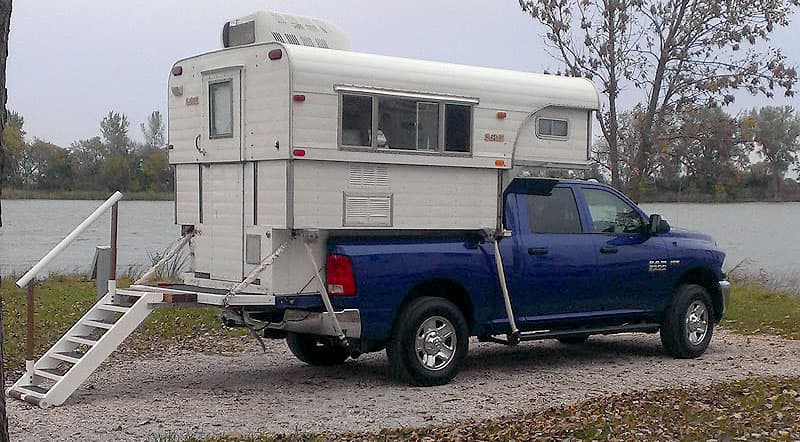 Custom Alaskan Camper Steps In Use