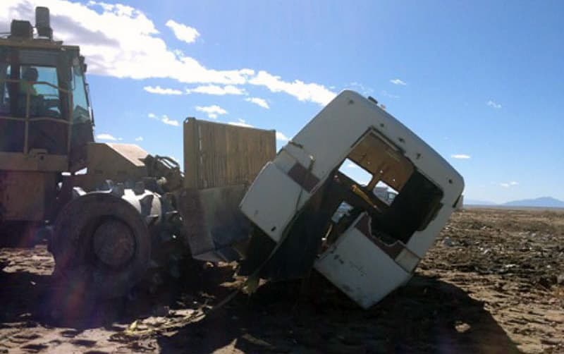 American Road camper going to a landfill