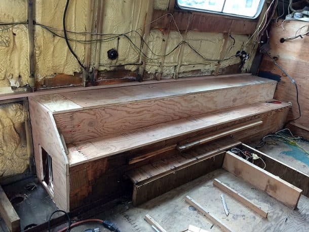 Rebuilding the left side of the camper.