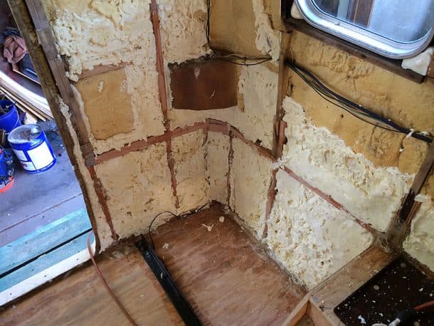 New bathroom floor.  Foam insulation like original, only a lot more of it.