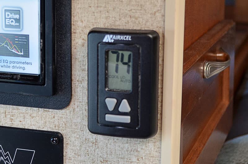 Digital thermostat on Arctic Fox Campers