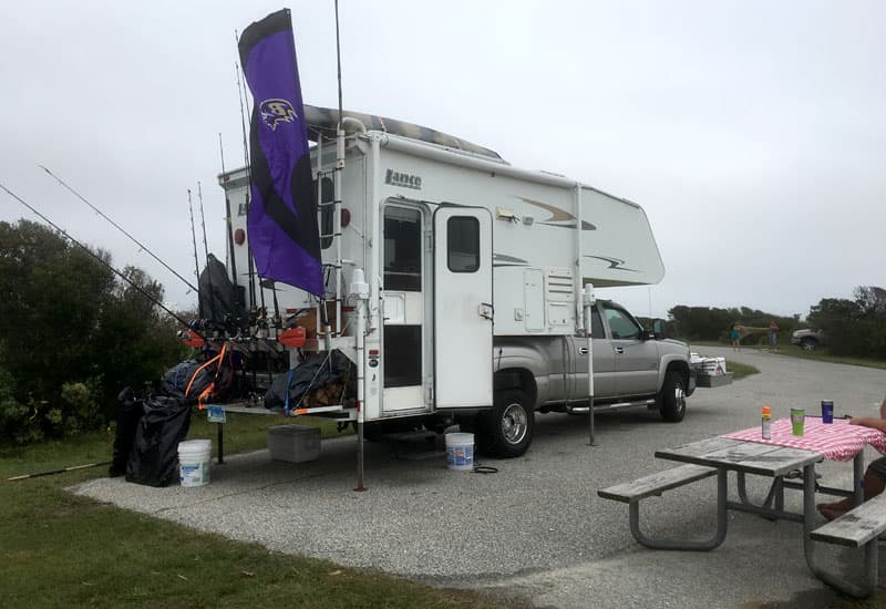 Fishing pole storage truck camper