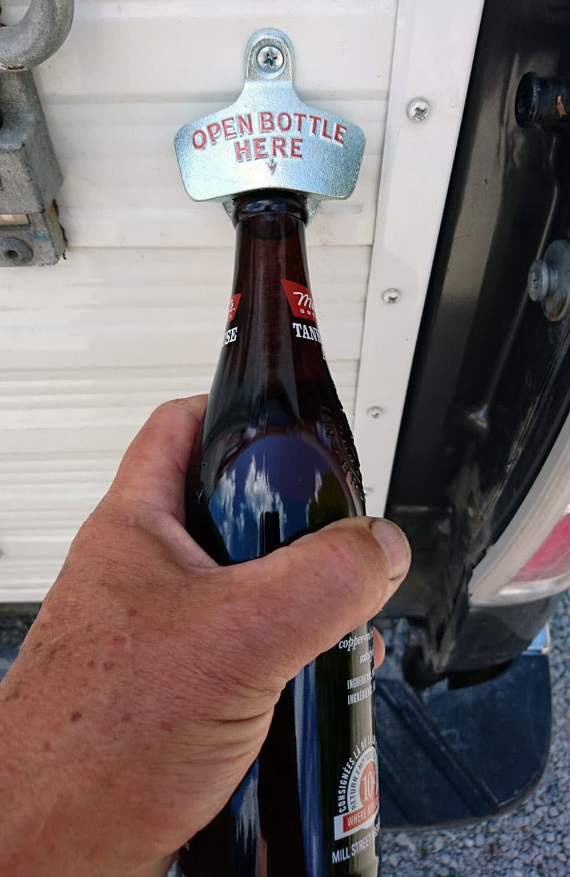 Beer opener on camper