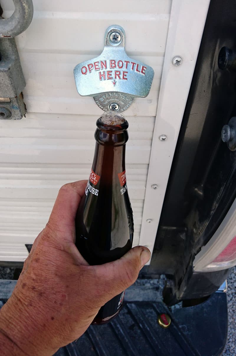 Beer opener on truck camper