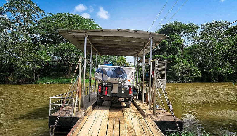 Hand crank ferry in Belize