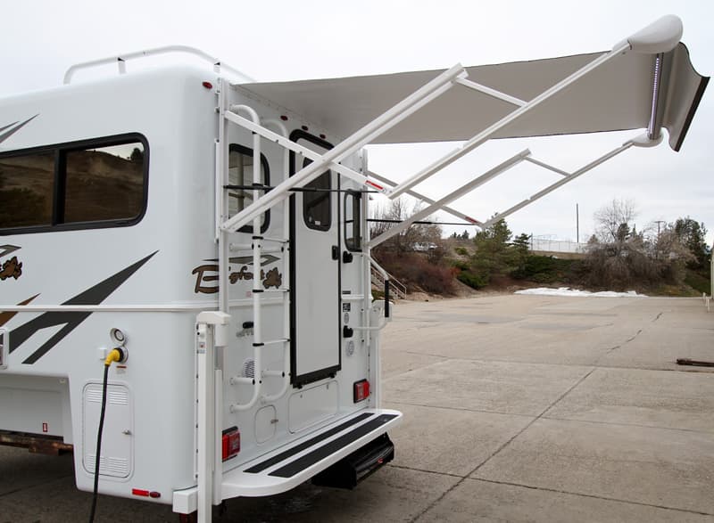 Electric Rear Awnings are standard in the Bigfoot 2500 series campers