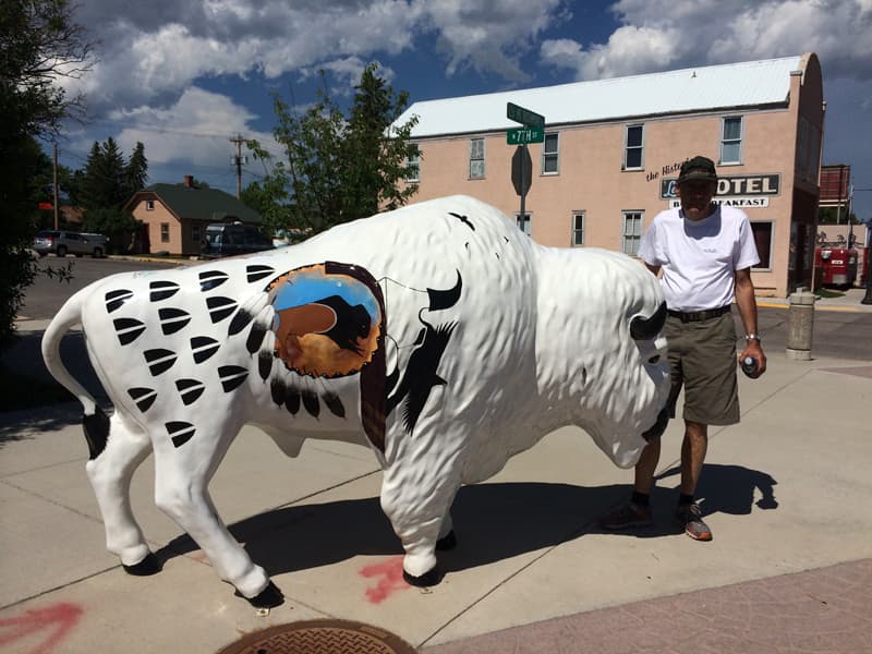 Bison statue in town