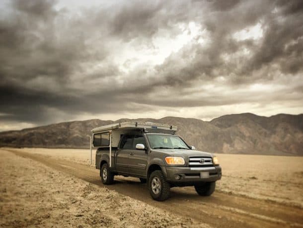 #208 - Van RebstockBorrego Springs, California2006 Toyota Tundra2001 Four Wheel HawkCamera Used - iPhoneThis was my first time exploring the Borrego Springs area.  My friend's parents live there, and he told me all of the cool spots to check out.  On this particular day, I was going to see Font's Point, but Mother Nature had different plans.  As I headed towards my destination a thunderstorm started to form, and I determined that driving through a floodplain might not be the best idea if a flash flood suddenly occurred.  I instead decided to drive onto a nearby dry lakebed to see how the storm developed.  I snapped this photo right in the middle of the lake.  About five seconds later heard the first loud rumble of thunder.  I started heading back towards the main road and by the time I arrived the storm was hitting full force. Overall it was a great humbling experience reminding me of the power of nature.