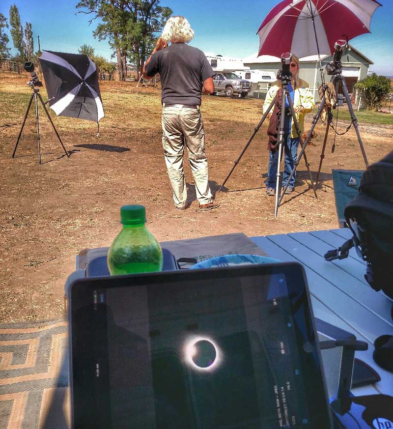 Cameras set up for the eclipse