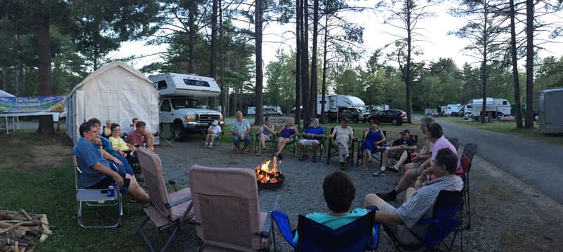 Campfire at Lake George Escape Campground