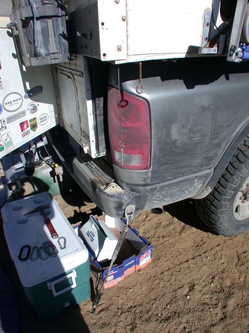 Camper eye bolt in field