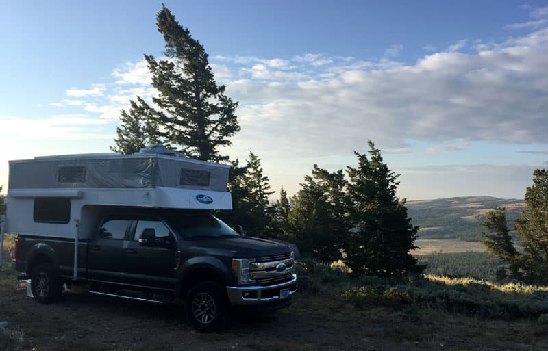 Camper In Wild Iris Near Lander WY