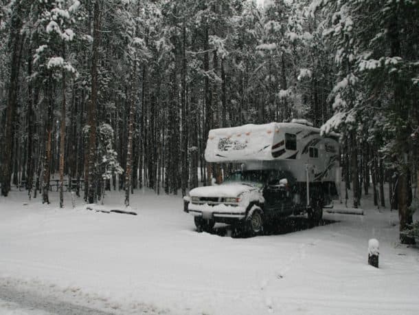 #228 - Ben HutchingsCanyon Village campground in Yellowstone, Wyoming1998 Chevrolet K25002017 Wolf Creek 850Camera Used - Canon digital Rebel XTIMy wife and I had planned a trip to Yellowstone for our second anniversary in late September.  It was her first time there, and I had planned to show her all of my favorite spots.  Well, the weather conspired to alter our plans.  But hey, it showed a side of the park that I had never seen before.  It was still a great trip, and we look forward to going again!