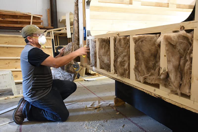 Sidewall insulation installed on Capri Camper