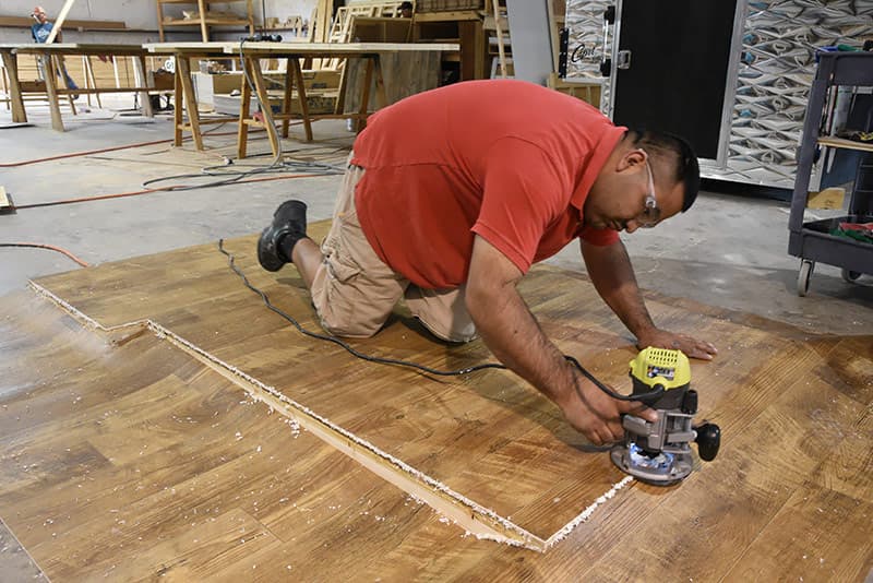 Routing the Linoleum on the Floor