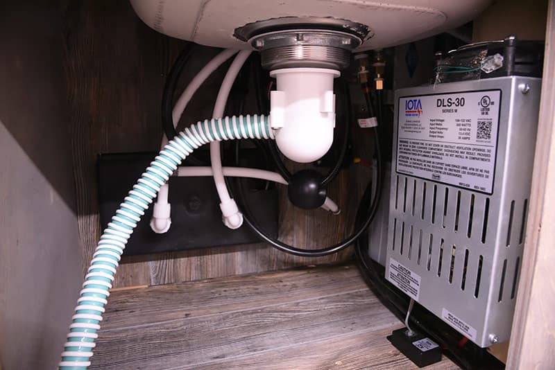 Under the sink of a Capri Retreat camper