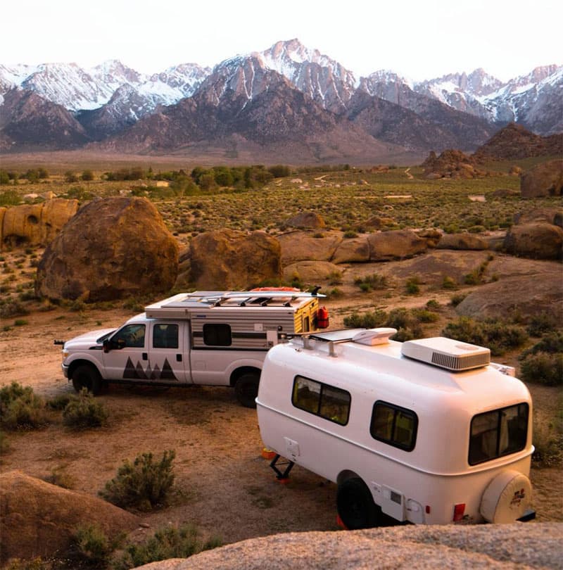 Casita Trailer and Four Wheel Camper in Lone Pine, California