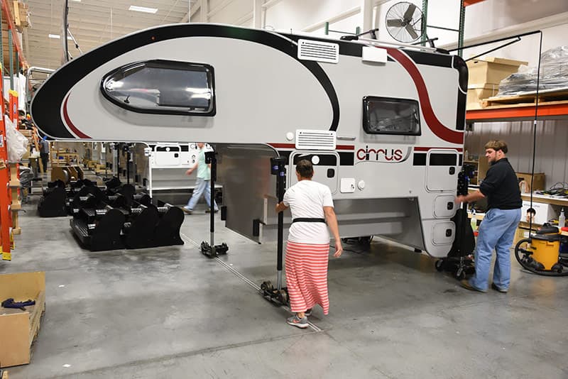 Moving Cirrus campers down the production line