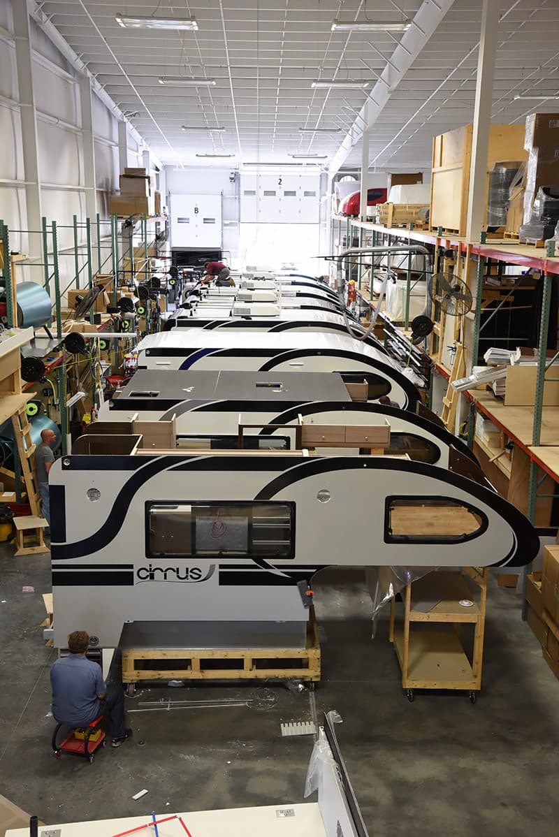 Cirrus factory truck camper production line