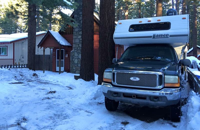 Cold weather camping near a house