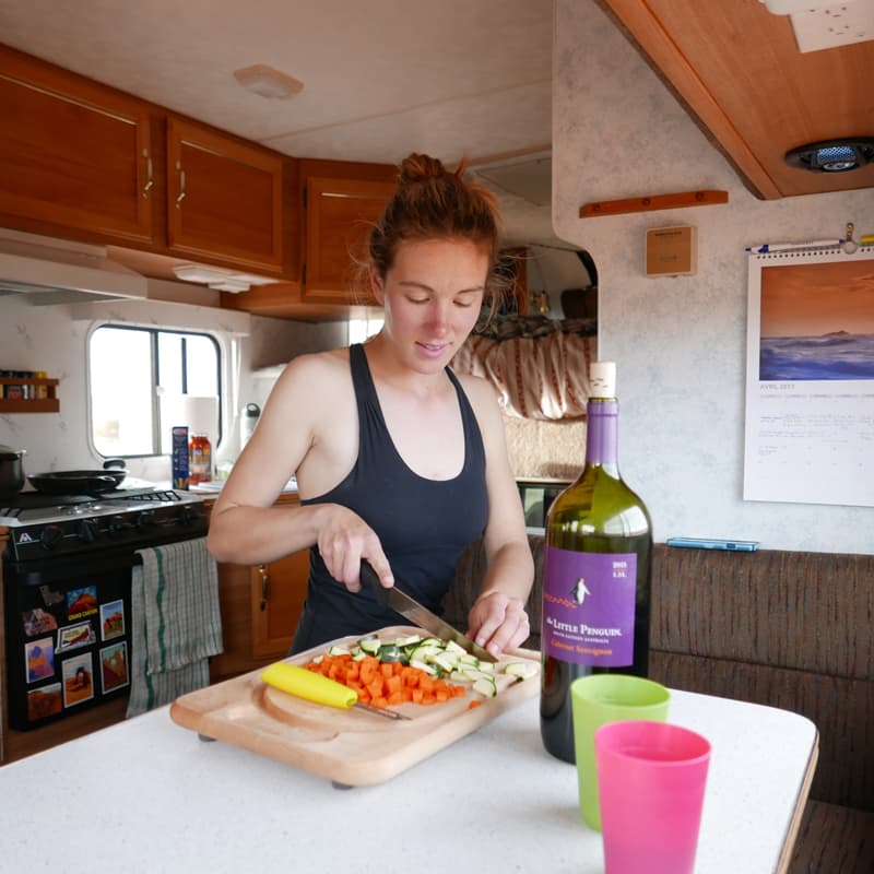 Cooking in Camper, Moab, UT