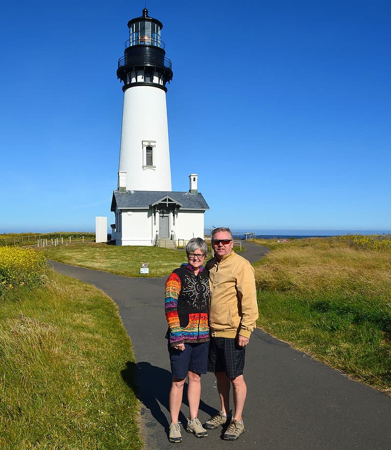 Amy and Mark at the Yaquina Lighthouse in Oregon