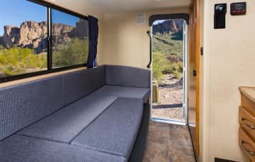 Cruise America Truck Camper Dinette into Bed