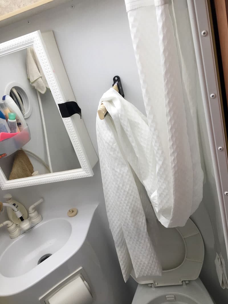 Shower curtain drip into toilet