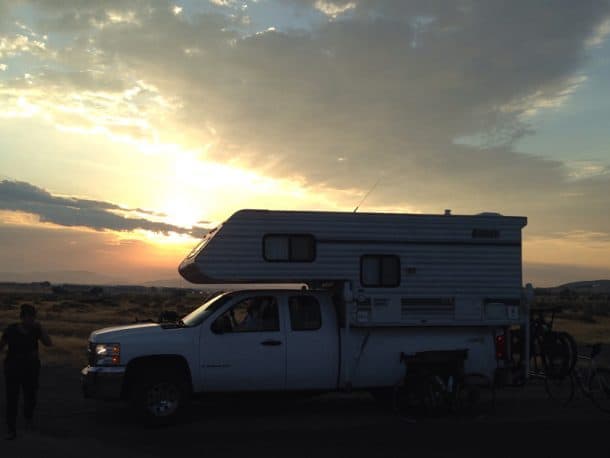 #246 - Jack McCormickDayton, Nevada2006 Chevy 2500Lance 835Camera Used - iPhoneI decided to try to ride my bicycle across the state of Nevada in two days.  Using Highway 50, The Loneliest Road, it is a little over 412 miles.  My girlfriend drove the camper to keep us supplied with food and water along the way, and also to camp in at the halfway point for the night.  We left the California/Nevada state line at 3:30am.  We were to meet the support truck at first light after the first 50 miles.  This photo was at sunrise the first time we saw the truck.  We were out of water and food, so it was a much welcome sight.  We ended up riding 206 miles a day for two straight days, and camped the second night on the Nevada/Utah border.