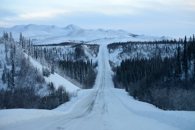 Dempster Highway driving in winter